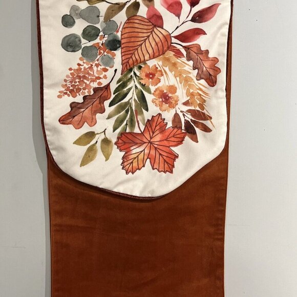 Rachel Ashwell Farmhouse Table Runners Set Of 2 Fall Orange Textured Harvest - Picture 3 of 8